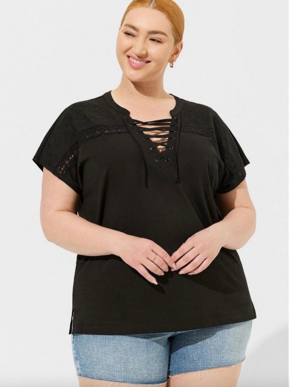 Vintage Cotton Jersey Lace Up Dolman - NEW WITH TAGS